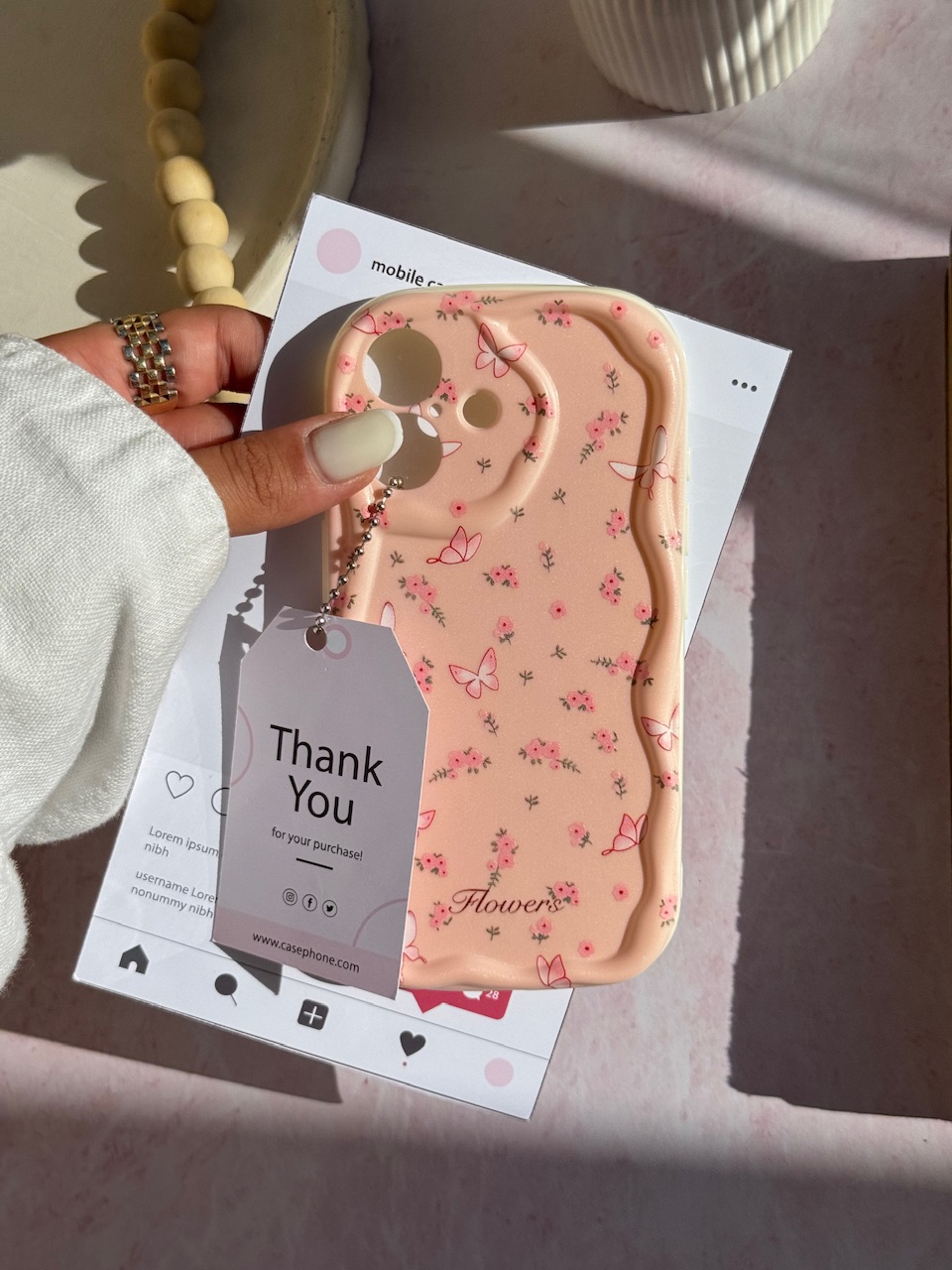 قاب Peachy Flowers & butterfly  مناسب برای  شیائومی | Redmi | Xiaomi Redmi Note 8