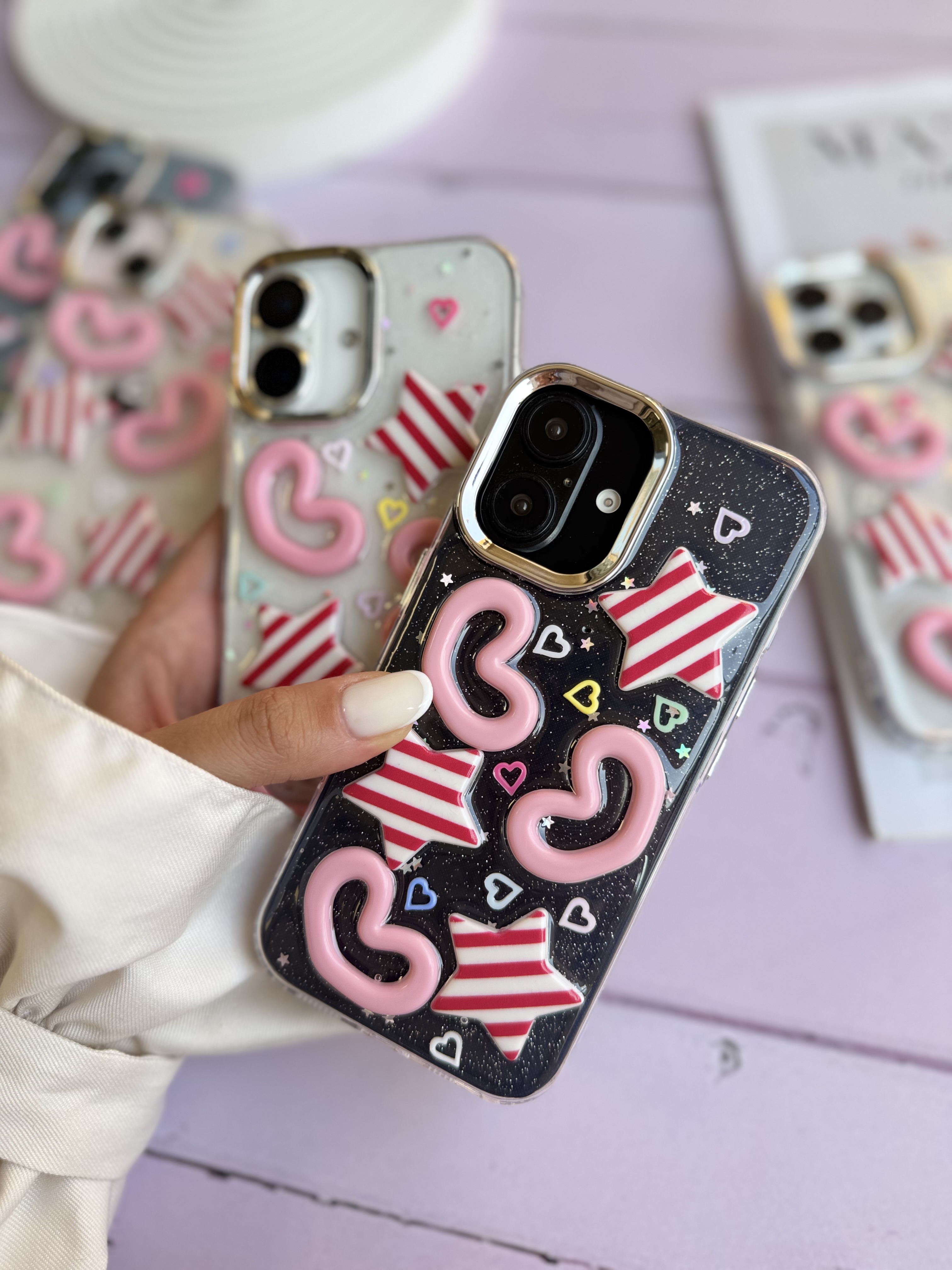 قاب آبنبات ستاره و قلب برجسته مناسب برای آیفون | iPhone iphone12promax