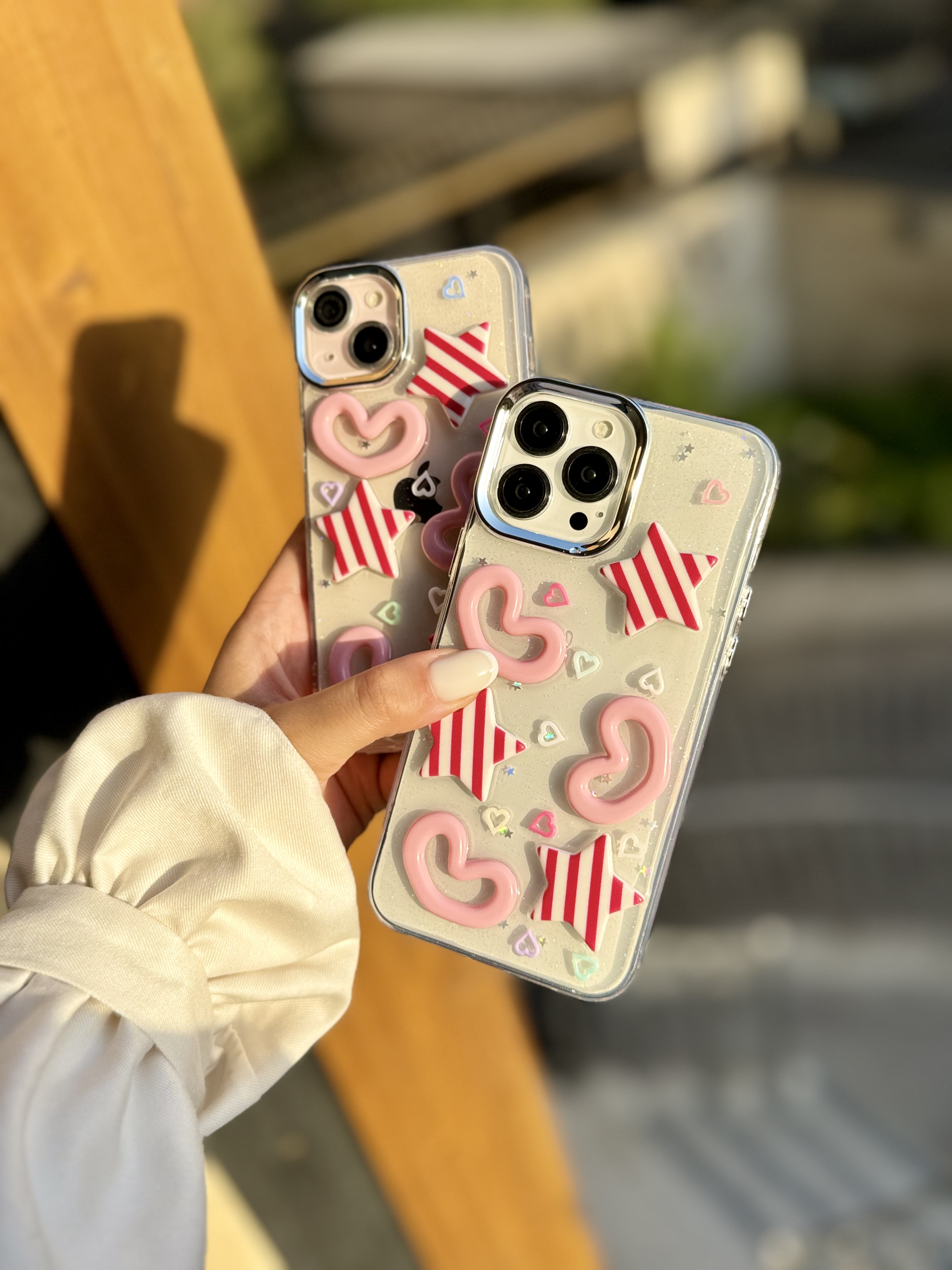 قاب آبنبات ستاره و قلب برجسته مناسب برای آیفون | iPhone iphone16
