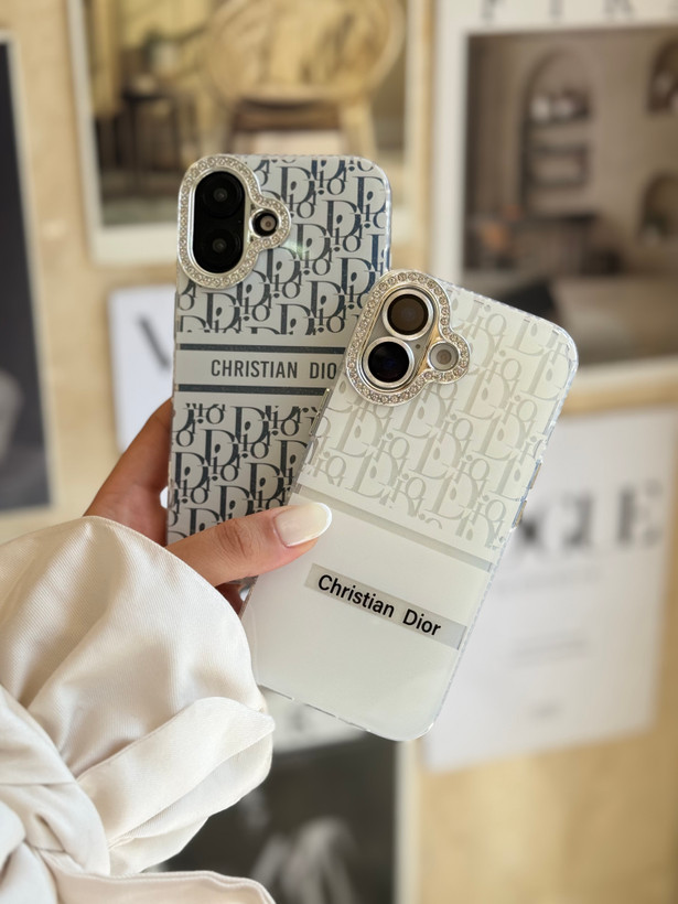 قاب White Christian Dior دور لنز نگین مناسب برای آیفون | iPhone iphone 15pro