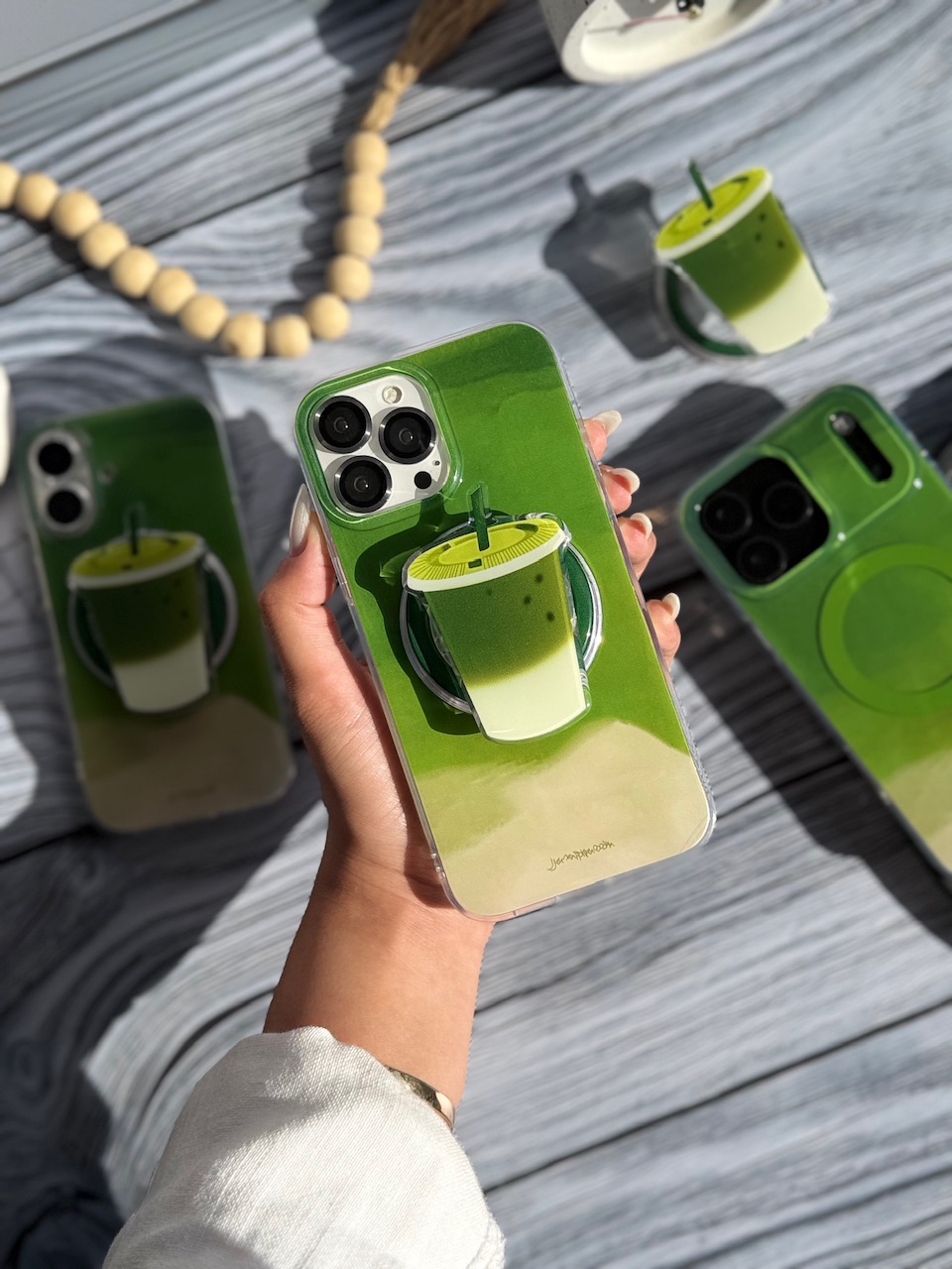 2113---قاب ماچا مگ سیف دار با پاپ سوکت مگنتی مناسب برای آیفون | iphone 17-4