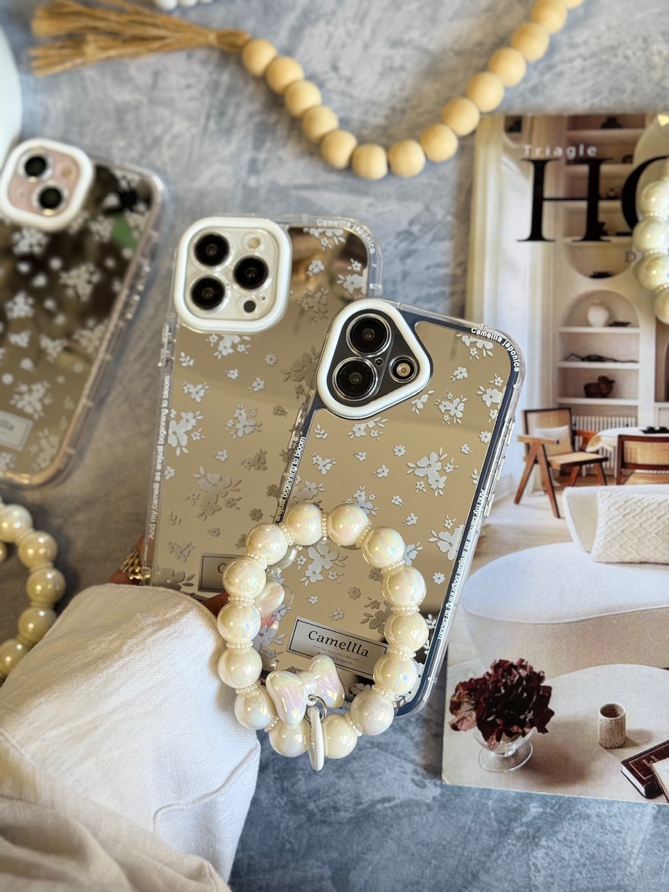 2102---قاب گل کاملیا با آویز مناسب برای آیفون | iphone 16promax-3