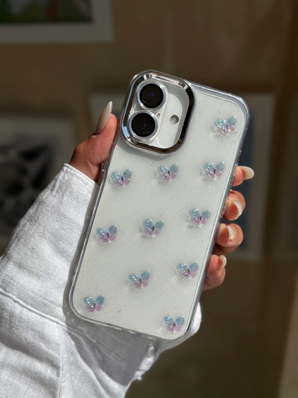 2108---قاب پروانه رنگی زمینه شاینی مناسب برای آیفون | iphone 14promax-2