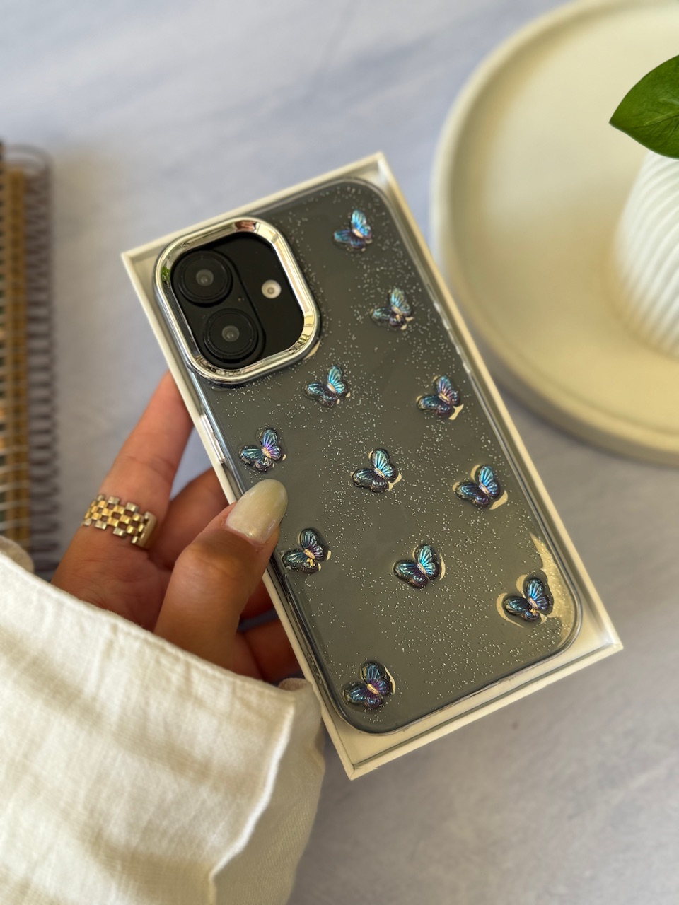 2108---قاب پروانه رنگی زمینه شاینی مناسب برای سامسونگ | a134g-4