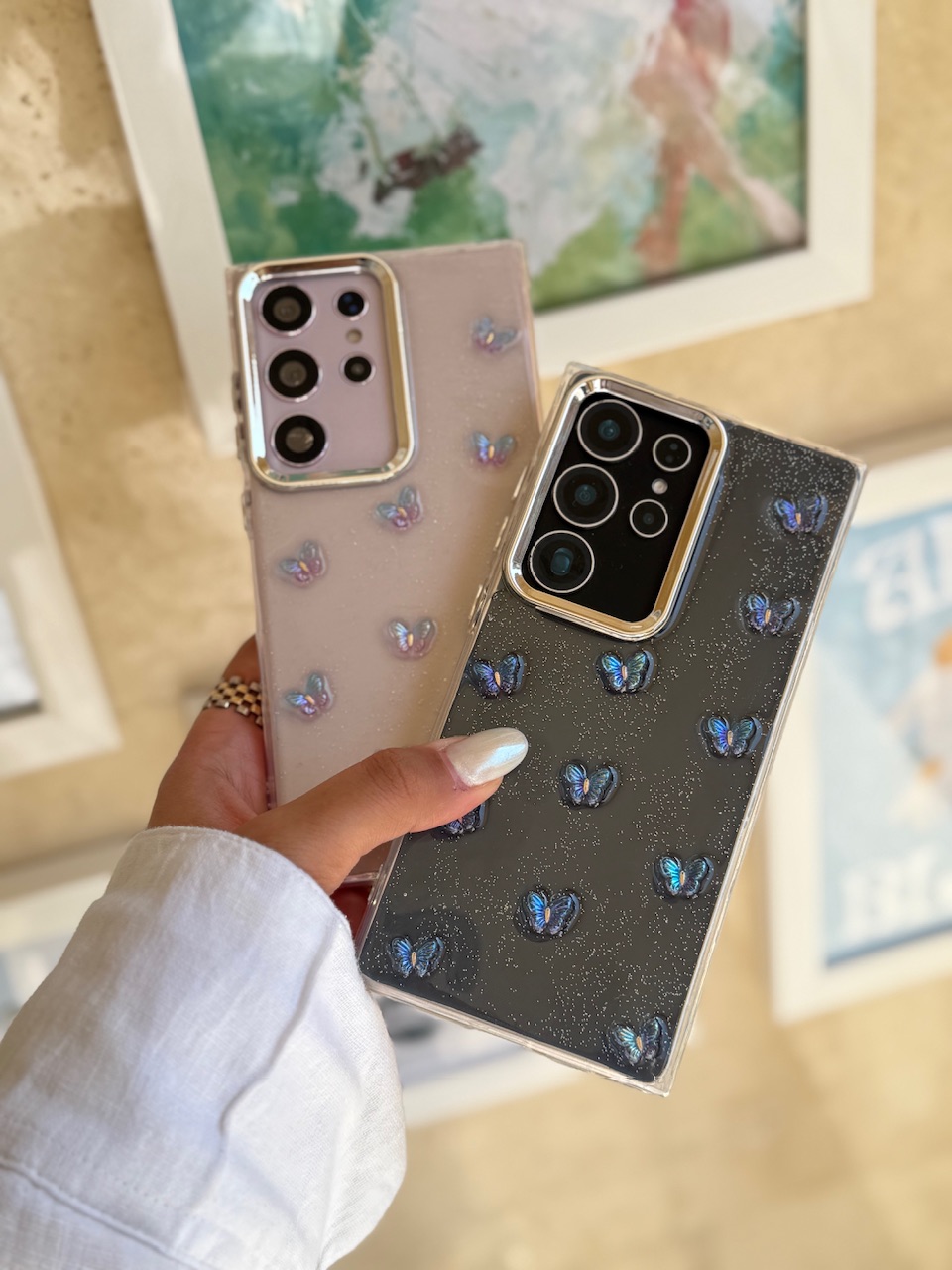 2108---قاب پروانه رنگی زمینه شاینی مناسب برای شیائومی | redminote14pro4g-3