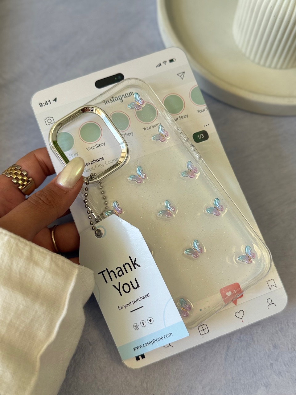 2108---قاب پروانه رنگی زمینه شاینی مناسب برای شیائومی | redmi14c-6