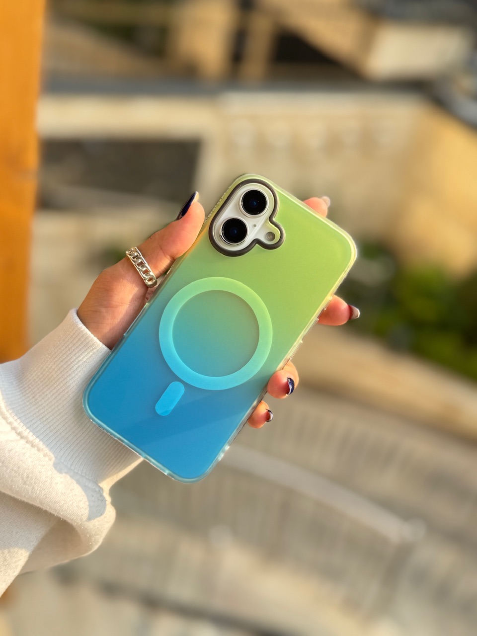 1909---قاب Pink Glow & Aqua Breeze مگ سیف دار مناسب برای آیفون | iphone 12promax-2