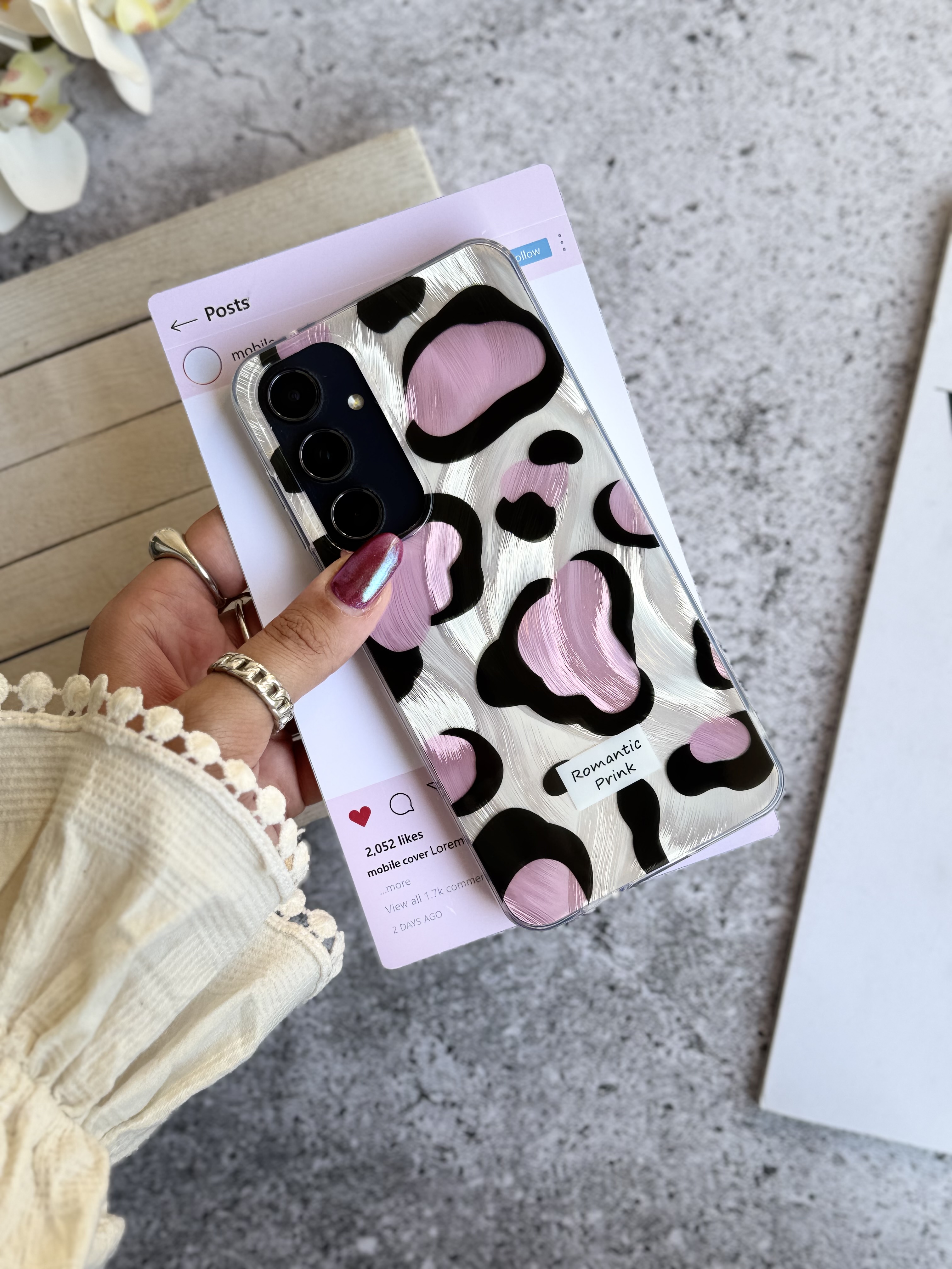 2062-2---قاب پلنگی Romantic Pink اندرویدی مناسب برای شیائومی | redmi14c-1