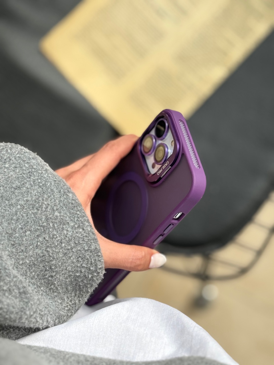 1608---قاب Matte CasePro Lens with MagSafe استند شو با لنز رینگی مناسب برای آیفون | iphone 14promax-10
