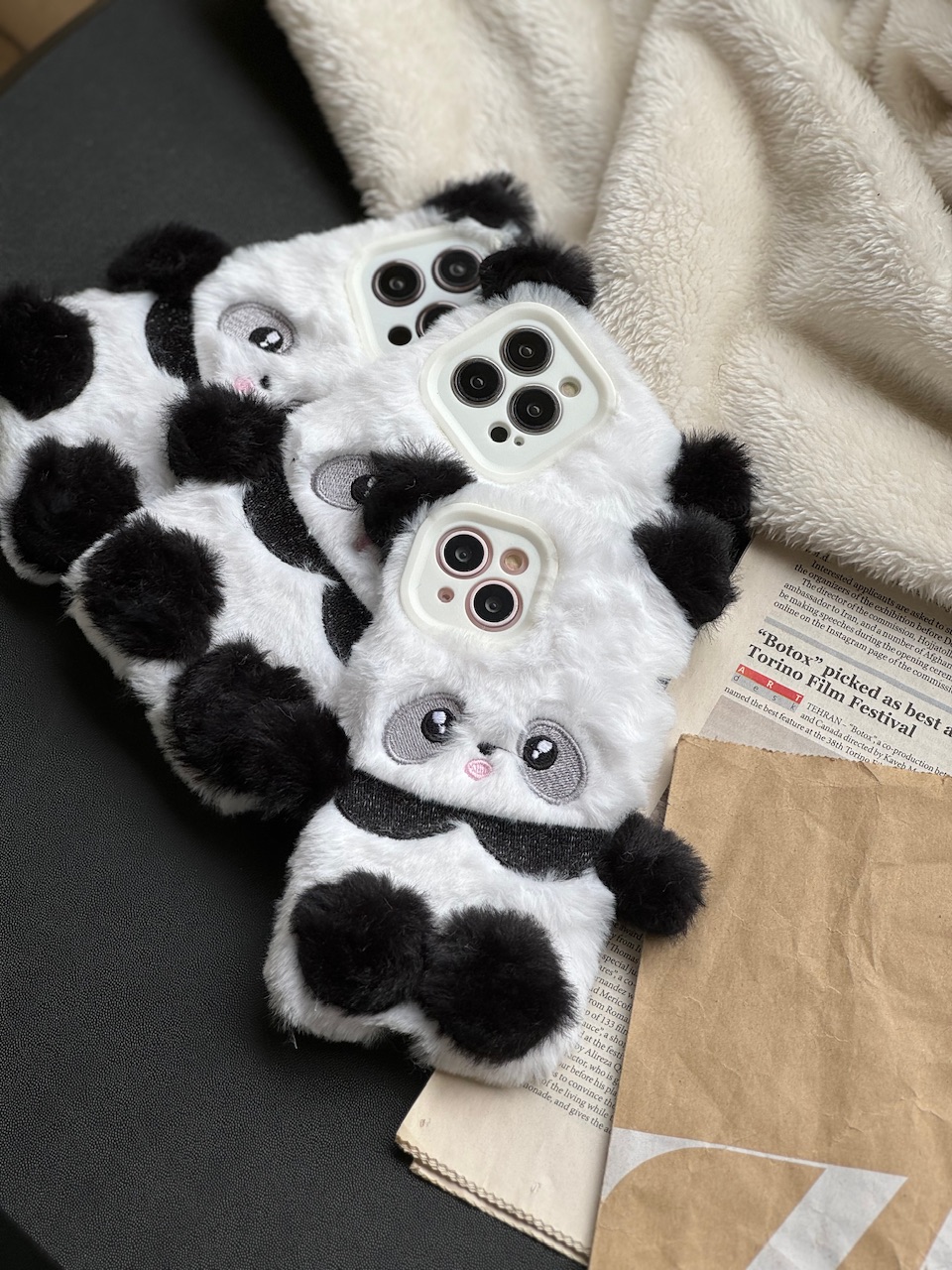 1606---قاب Panda عروسکی پشمالو مناسب برای آیفون | iphone 14pro-3