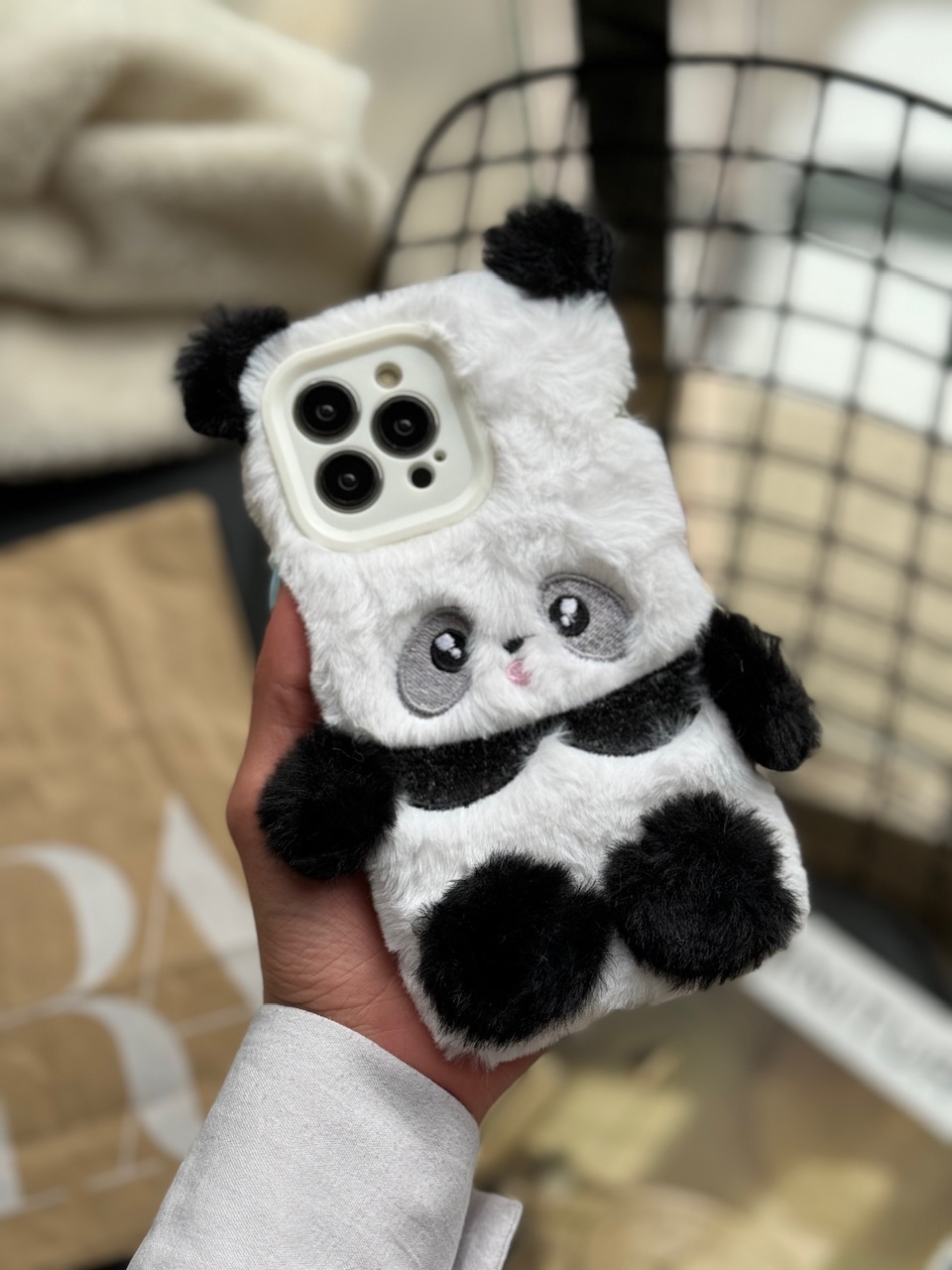 1606---قاب Panda عروسکی پشمالو مناسب برای آیفون | iphone 14pro-5