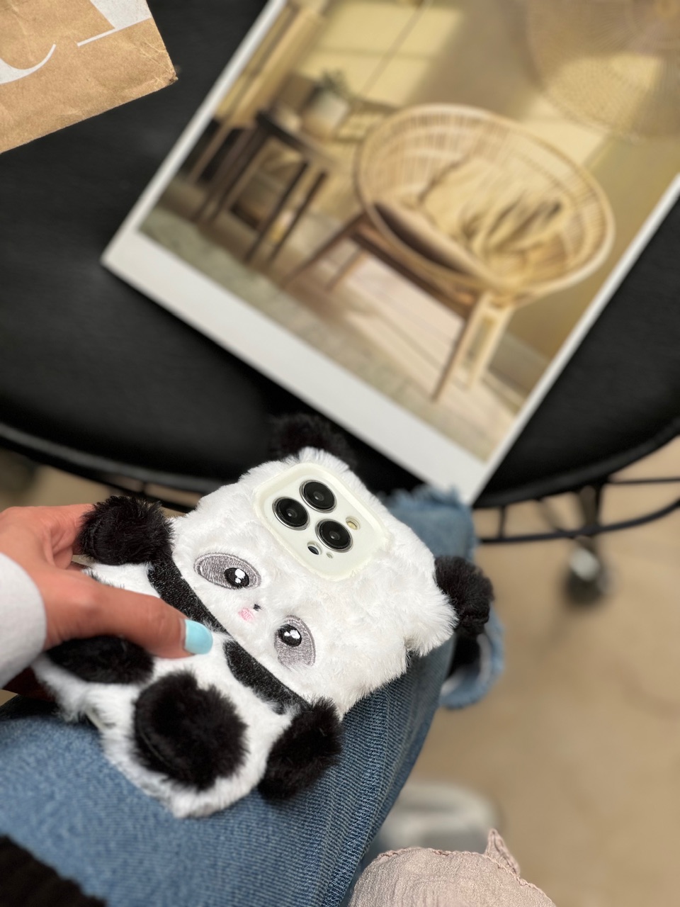 1606---قاب Panda عروسکی پشمالو مناسب برای آیفون | iphone 14pro-4