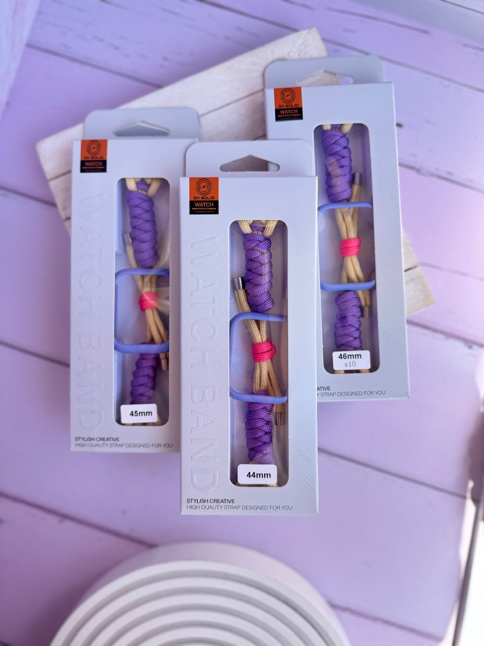 5060---بند اپل واچ بافت بنفش کنفی با گارد سیلیکونی-3