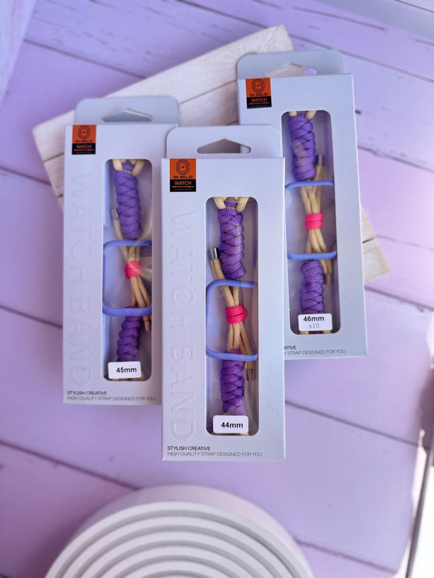 5060---بند اپل واچ بافت بنفش کنفی با گارد سیلیکونی-3