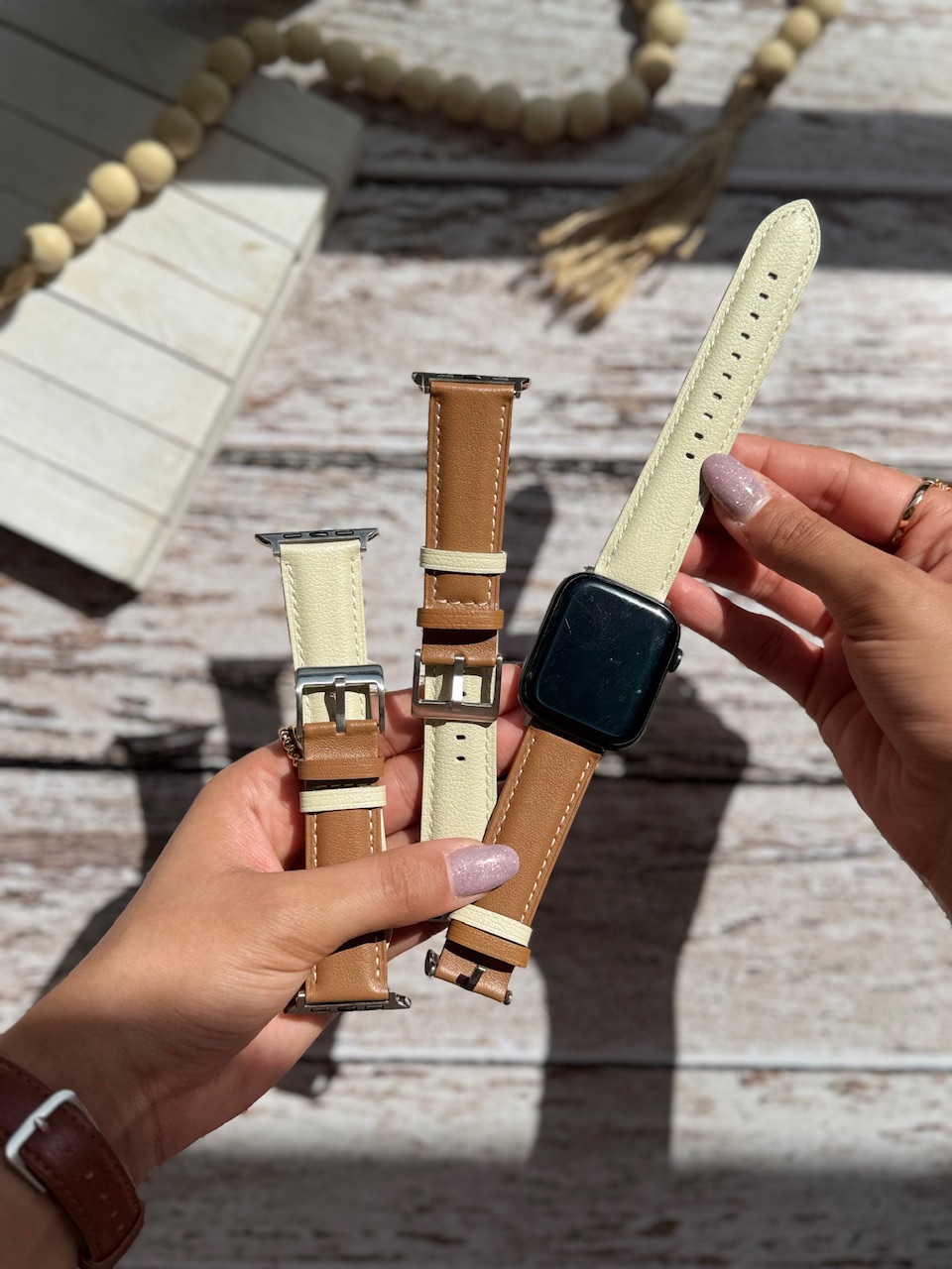 5059---بند اپل واچ چرمی mocha mousse-2