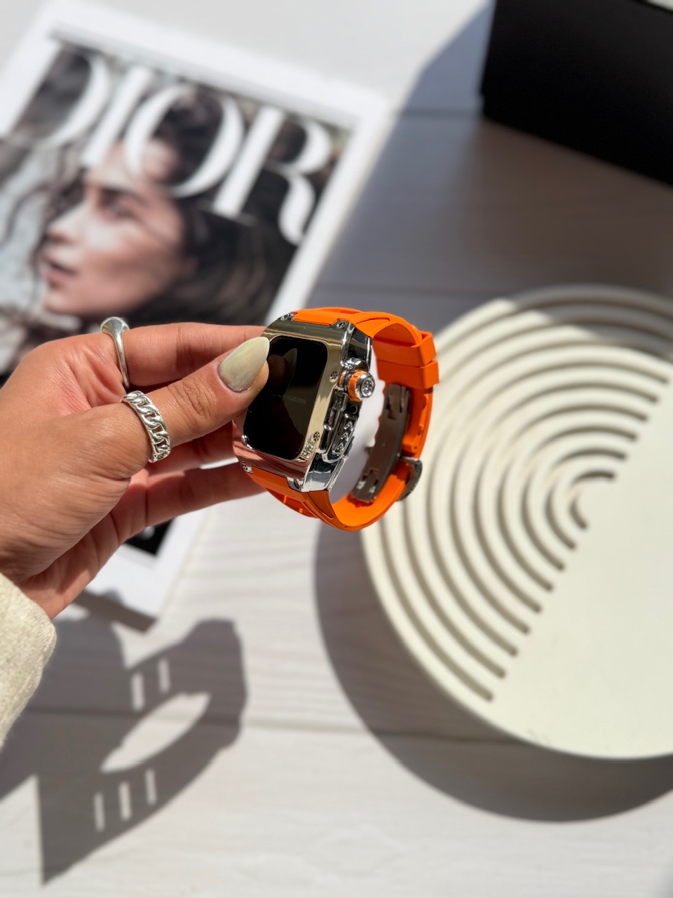 5037---بند و گارد اپل واچ Titan Orange-1