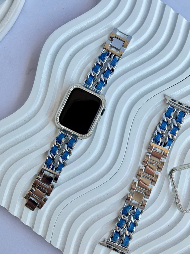 5026---بند اپل واچ جین کارتیر با گارد نگینی-4