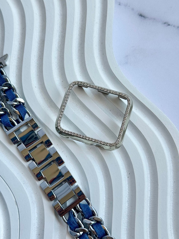 5026---بند اپل واچ جین کارتیر با گارد نگینی-3