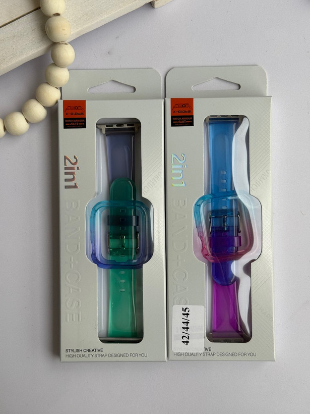 5025---ست بند اپل واچ و گارد ژله ای رنگی-4