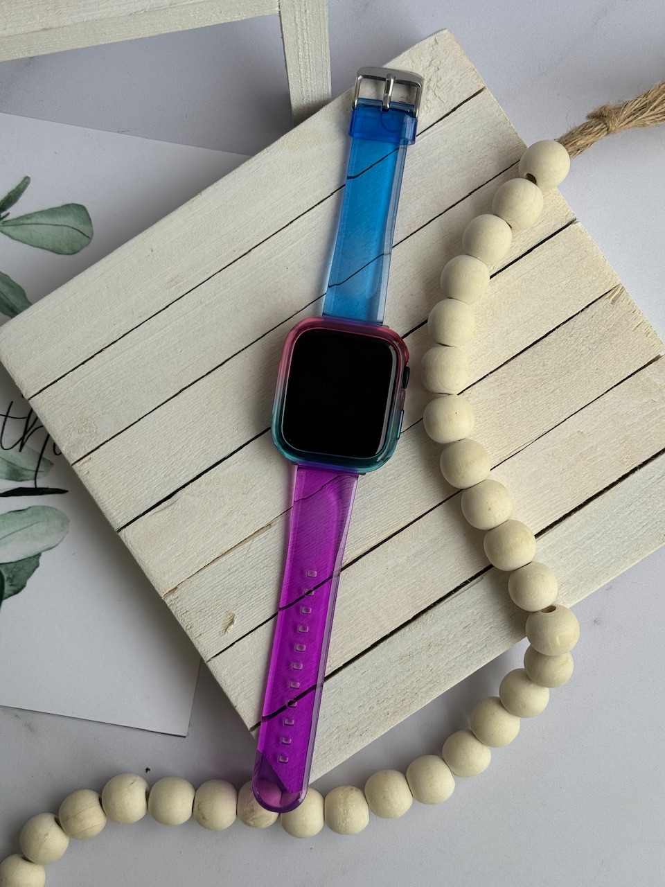 5025---ست بند اپل واچ و گارد ژله ای رنگی-2