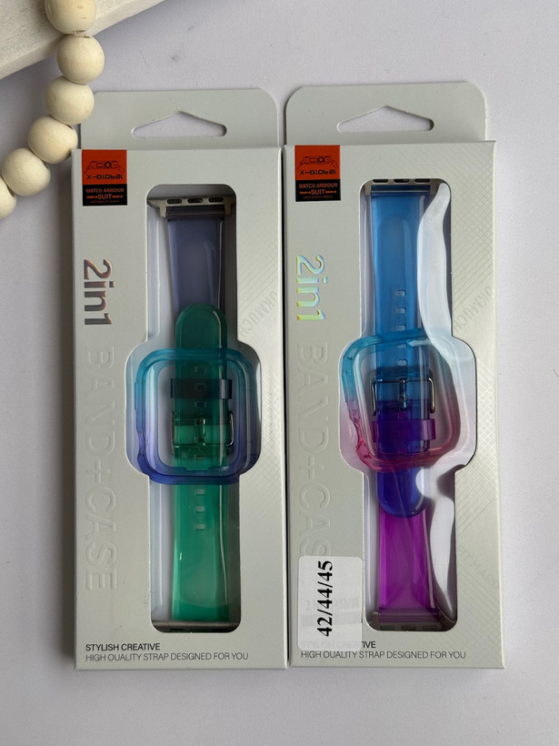 5025---ست بند اپل واچ و گارد ژله ای رنگی-3